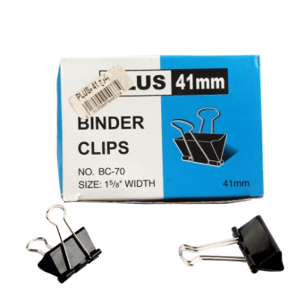 Picture of Binder clips Box Black 12 Pieces 41 mm - PLUS BC-70