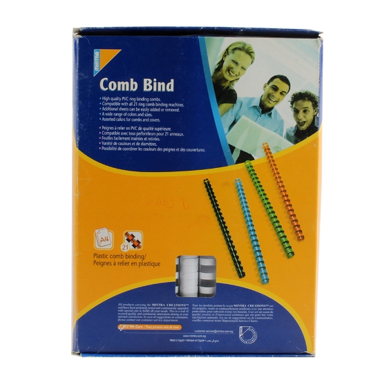 Bild von Schwarzes Kunststoff-Comb-Bind-Pack 100 Stück 21 Ringe 18 mm - Mintra