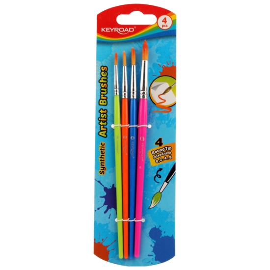Picture of Round Paint Brushes Set 4 Pieces Sizes (2, 4, 8, 10) – Keyroad KR972032