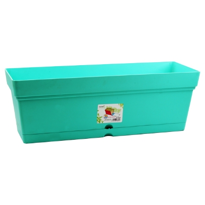 Picture of Colored Rectangular Pot with Plate 17 x 50 cm - Mintra Home 98644