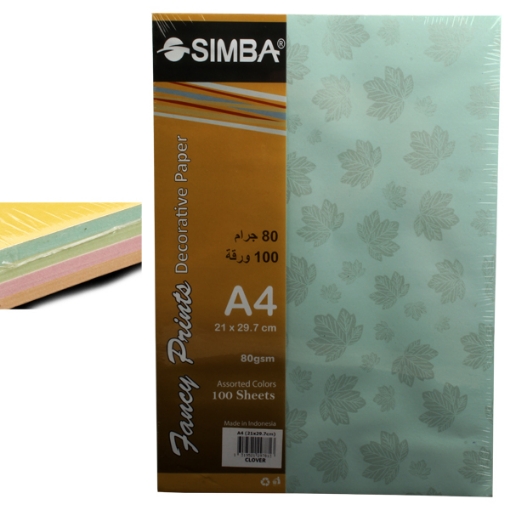 Picture of A4 Color Scented Photocopy Paper Pack 80gsm 100 Watermark Clover Leaves - Simba