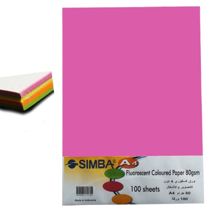 Picture of Simba Fluoroscent Copy Paper 80 gm 100 sheet ass :4 colorA4