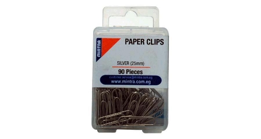 Picture of Mintra Plastic Box Paper Clips Silver 25mm - Pack of 90 - Model 94352