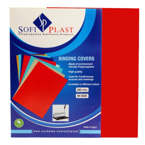 Bild von BINDUNGSCOVER SOFI PACK 280 MICRON 50 STÜCK ROT A4Pack von Binde-Cover Rot 280 Mikron 50 Stück A4 – Sofi Plast