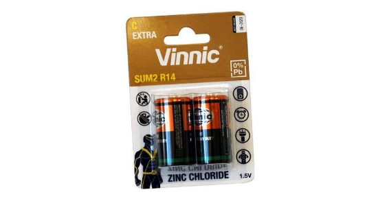 Picture of Vinnic Medium Zinc Chloride Battery Card 2 Pieces – Model SUM2 R14