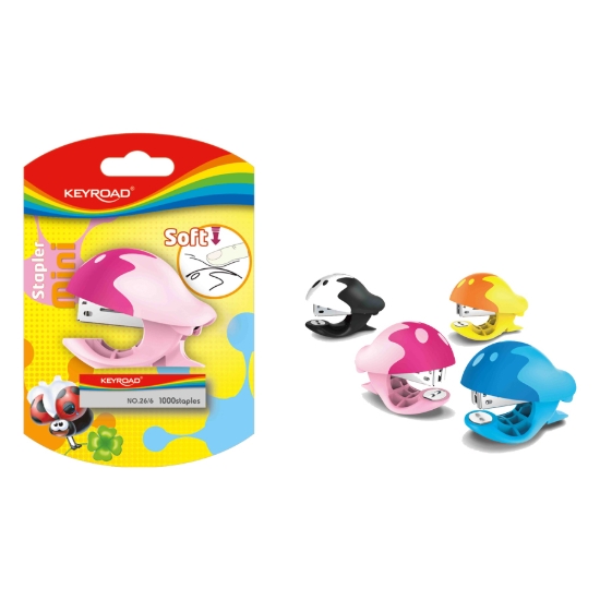 Picture of Keyroad Soft Mini Stapler 20 Sheets + Box of 6/26 Staples, 1 Piece on Card – Model KR971301