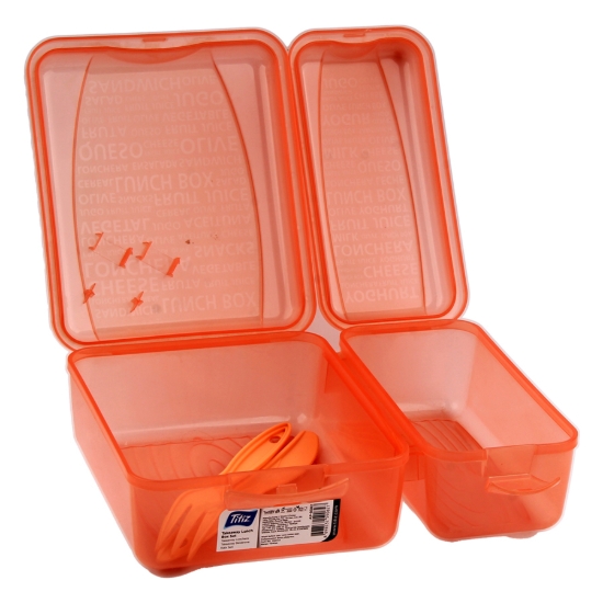Image de Boîte à lunch en plastique orange compartimentée - Titiz AP9082