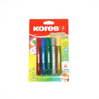 Picture of Glitter Glue Set , Kores  , 5 Colors ,Metal Detail Pin , No. 75000