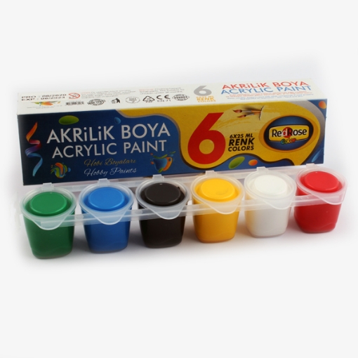 Picture of Acrylic colors 6 Colors x 25ml Red Rose Model 6223