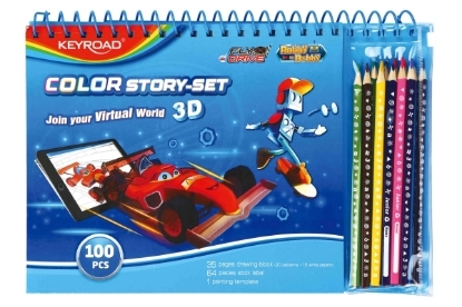 Picture of Coloring Package Pencil 12 colors + Coloring Sketch + Stickers Keyroad Model KR971811