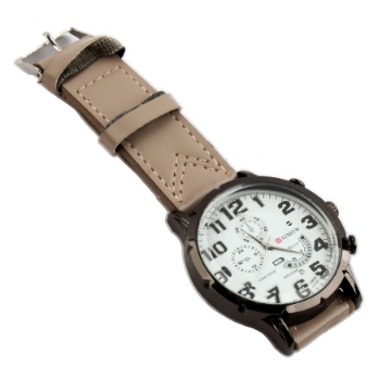 Zeige Details für Dunkelbeige Leder Analog-Uhr Bild von Dunkelbeige Leder Analog-Uhr
