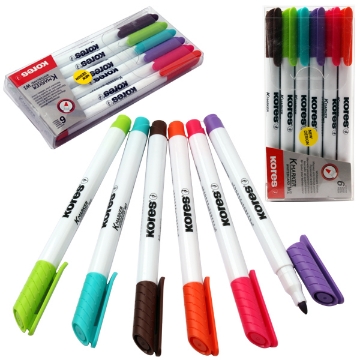 Show details for Whiteboard marker set, thin-tipped, 6 colors, Kores model 22846. Picture of Whiteboard marker set, thin-tipped, 6 colors, Kores model 22846.