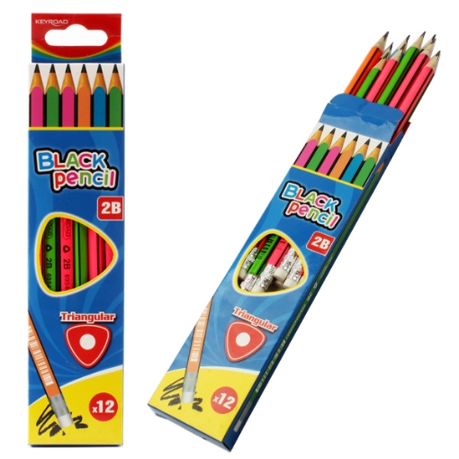 Image de Crayon Graphite 2B Triangulaire avec Gomme 2,2 mm - Keyroad Modèle KR971713