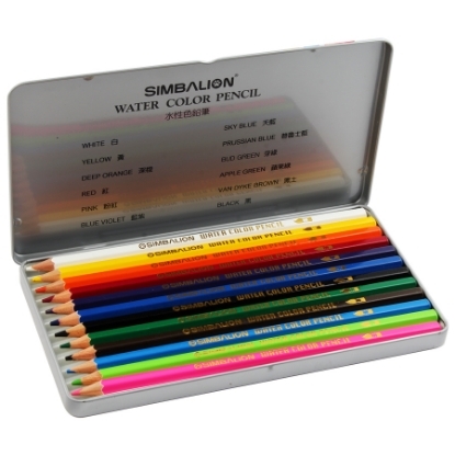 Picture of Water Color Pencils 12 Colors in metal box - Simbalion WP-1201