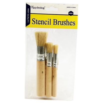 Picture of "KEEP SMILING BRUSHES SET WITH WOODEN HANDLE 3PCS SIZE 2 , 4 , 8"