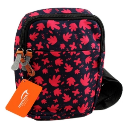 Picture of Red leaves printed crossbody bag black 3 zippers, 5 * 22.5 * 16 cm – Mintra 09559.