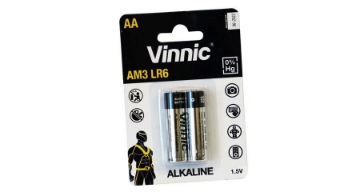 Show details for Batteries card 2 pieces Vinnic Alkaline Model LR6 Picture of Batteries card 2 pieces Vinnic Alkaline Model LR6
