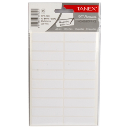 Picture of Handwriting labels, White Rectangular 10 Sheets A5, 20 labels\ Sheet 50 x 13 mm - Tanex OFC-109