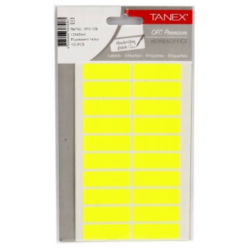 Show details for yellow Handwriting labels, 20 Rectangles 40 x 13 mm\ 5 Sheets A5, - Tanex OFC-108 Picture of yellow Handwriting labels, 20 Rectangles 40 x 13 mm\ 5 Sheets A5, - Tanex OFC-108