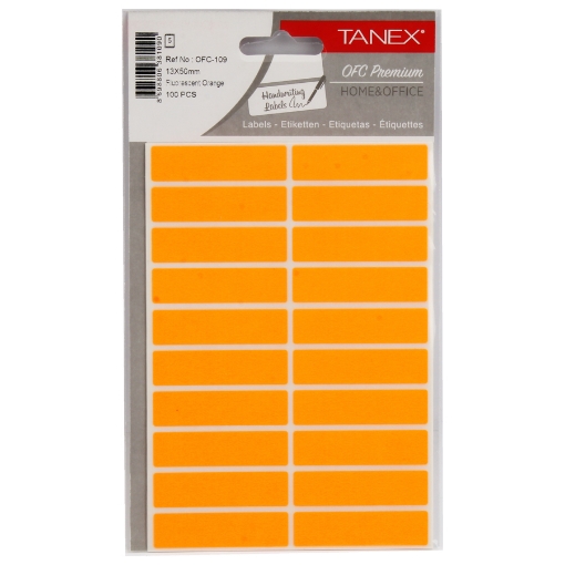 Picture of Handwriting labels, Orange Rectangular 5 Sheets A5, 20 Rectangles 50 x 13 mm- Tanex OFC-109