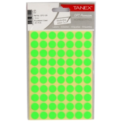 Picture of Round Adhesive Office labels, Green Color, 13mm, 5*70 - Tanex OFC-129