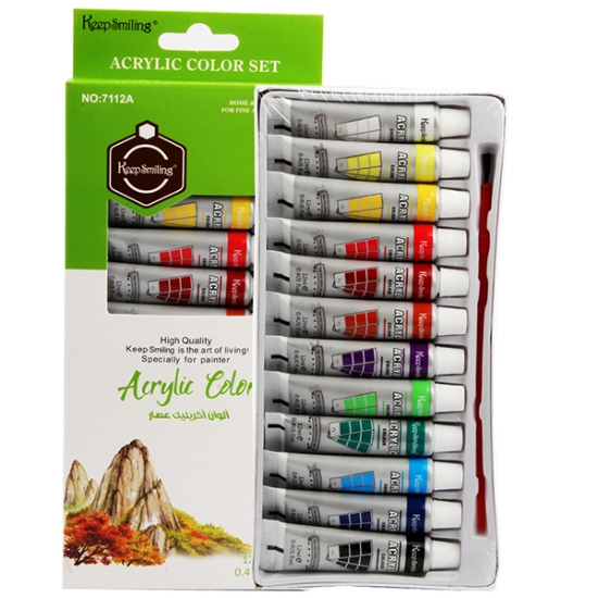 图片 Keep Smiling 丙烯颜料, 12 毫升管装, 12 色 - 型号 7112A