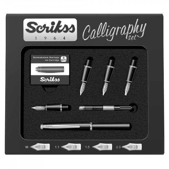 Image de Ensemble de calligraphie Stylo plume + 4 plumes + 6 cartouches – Scrikss 75002