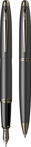 Bild von SCRIKSS MATT FÜLLFEDERHALTER + KUGELSCHREIBER + 3 TINTENPATRONEN SET 88 SCHWARZ CHROM IN PREMIUM BOX MODELL 85568