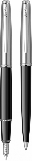 Image de Ensemble de Stylos Plume (Stylo à Bille + Stylo Plume) - Couleur (Noir + Argent) Modèle SCRIKSS 55783