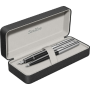 Image de Ensemble de Stylos Plume (Stylo à Bille + Stylo Plume) - Couleur (Noir + Argent) Modèle SCRIKSS 55783