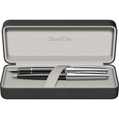 Picture of Fountain Pen Set (Ball Pen + Fountain Pen) - Color (Black + Silver) SCRIKSS Model 55783