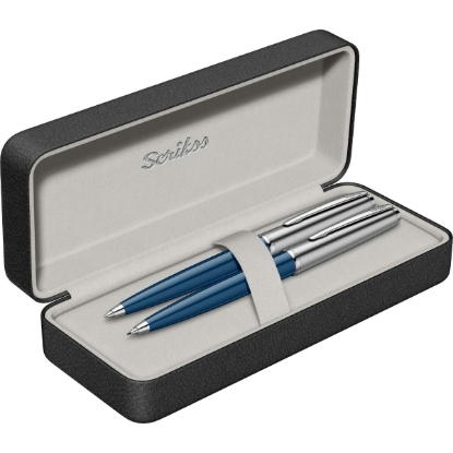 Picture of SCRIKSS METROPOLIS FOUNTAIN PEN + BALL PEN SET  78 BLUE IN PREMIUM BOX MODEL 56056