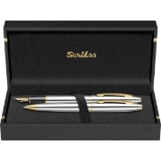 Picture of طقم نوبل 35 2 قلم جاف + حبر + 3 خرطوش، فضي × ذهبي – سكريكس 54397