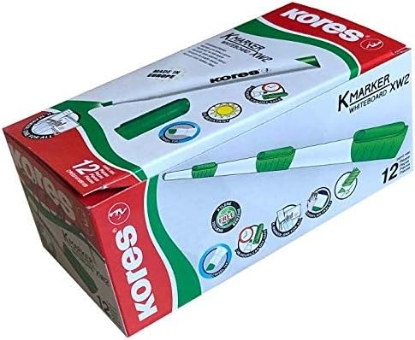 Picture of Kores - K-Marker XW1: Whiteboard Marker Pens with Round Tip, Dry Wipe and Low-Odour Ink, School and Office Supplies