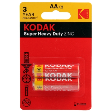 Show details for Heavy Duty AA Zinc Battery Card, 2-Piece - Kodak Picture of Heavy Duty AA Zinc Battery Card, 2-Piece - Kodak