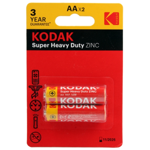 Picture of Heavy Duty AA Zinc Battery Card, 2-Piece - Kodak