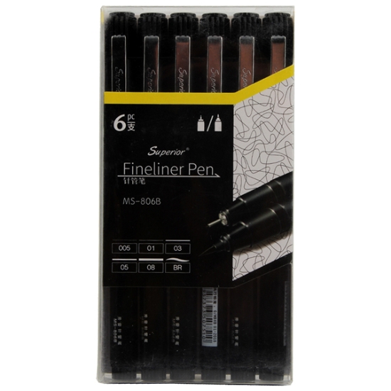 Imagen de Set de Plumas de Tinta Varias Graduaciones Caja al Vacío 6 Piezas – Modelo MS-806B-6