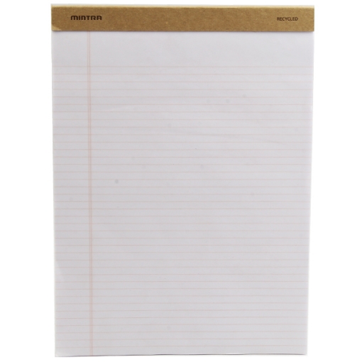 Picture of Notepad Baggase stapled White Paper Lined Narrow 50 Sheets 27 x 29 cm 56 gm - Mintra