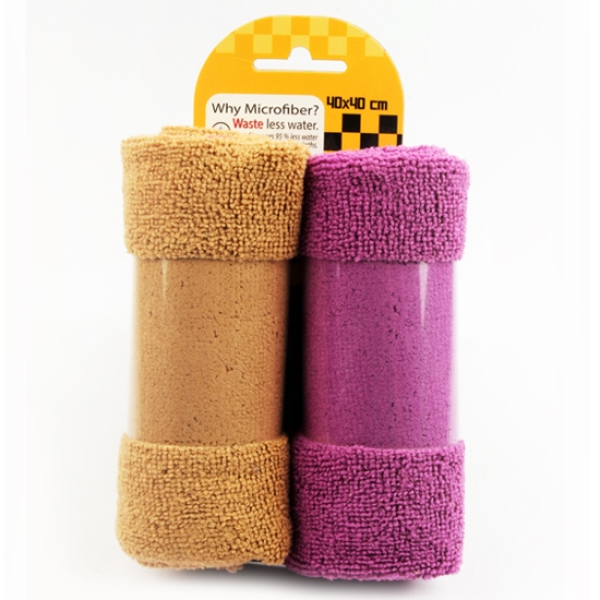 Bild von 2er Pack Mikrofaser Handtuch 40x40cm Pink & Gelb Frottee - Mintra 99368