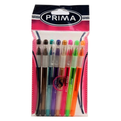 Picture of PRIMA JELLY GEL PEN SET GLITTER 8 PCS