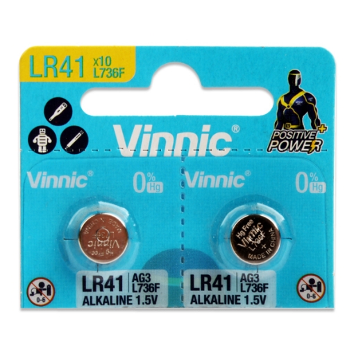 Picture of 2 Watch Battery  1.5 v 3.6 x 7.9 mm LR41- Vinnic Alkaline L736F