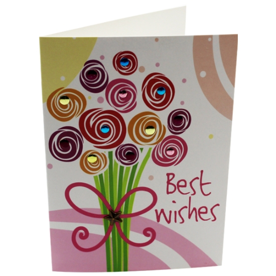 图片 带有显眼珠子的贺卡，尺寸17 x 12厘米