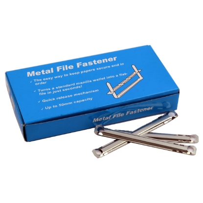 Picture of METAL BOX PAPER FILE FASTENER SIMBA 80 MM SILVER 50 PCS