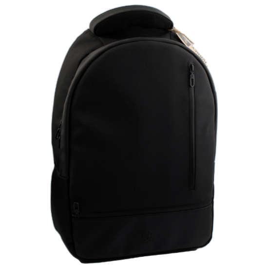 Image de Sac à dos en cuir pour ordinateur portable 4 zips noir Dawenha