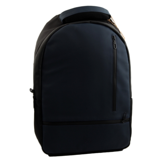 Image de Sac à dos en cuir pour ordinateur portable 4 zips bleu marine Dawenha