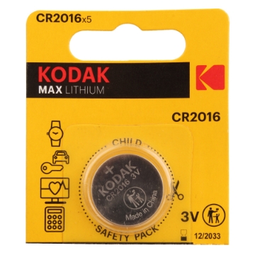 Show details for Lithium Watch Batteries 1 Piece 3 Volt - Kodak CR2016 Max Picture of Lithium Watch Batteries 1 Piece 3 Volt - Kodak CR2016 Max