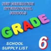 Picture of School Supplies List – New Generation International School Grade - 6