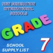 Picture of School Supplies List – New Generation International School Grade - 7