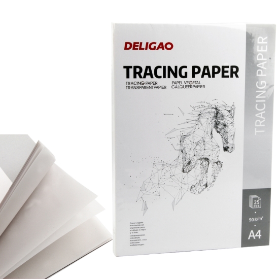 Image de Bloc de Croquis Calque Deligao 25 Feuilles, 90g A4 – Modèle 90G