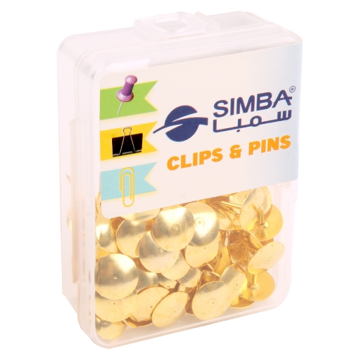 Picture of Simba Office Pin Plastic Box - Gold 100 Pins - Model H1001-16